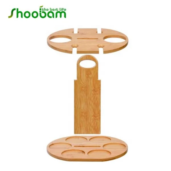 Bamboo Wine Bottle Holder Glass Cup Rack Bamboo Stand Countertop Wine Organizer