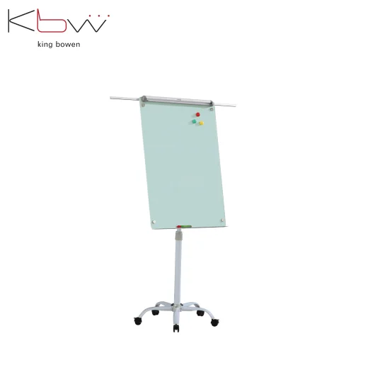 KBW best quality magnet Glass flip chart easel with whiteboard stand