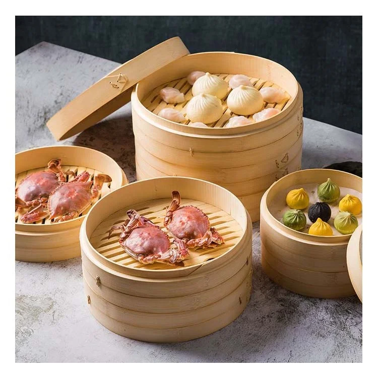 Factory Wholesale Bamboo Steamer Dumpling Steamer Basket Food Steamer For Kitchen Hotel Restaurant