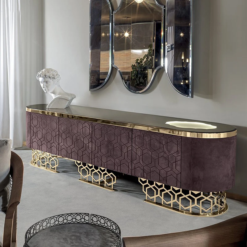 Furnistyle Factory Price Luxury Wood Sideboard Modern Cabinet For Living Room