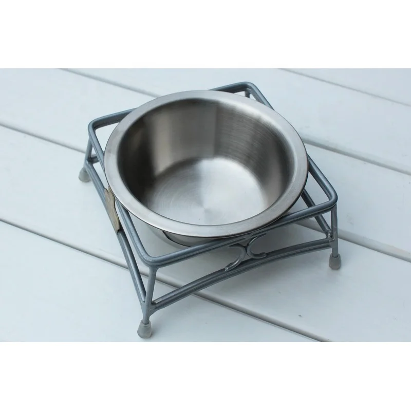 Wholesales Customized Stainless Steel 2PCS Pet Food Bowl With Stand Non Slip Metal Dog Food Bowls