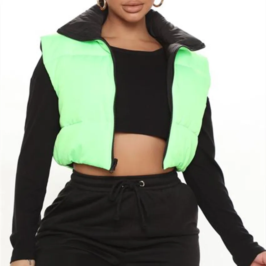 women fashion reversible design casual sport down vest