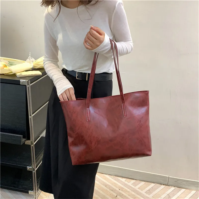 2024 High Quality Wholesale European And American Retro Oil Paper Design Women Large Capacity Tote Bag