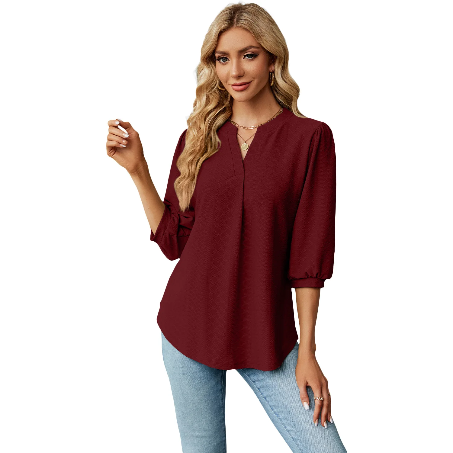 2024 High Quality Fashion Blouse Tops Blouse Wholesale Long-sleeved Basic T-shirts For Women