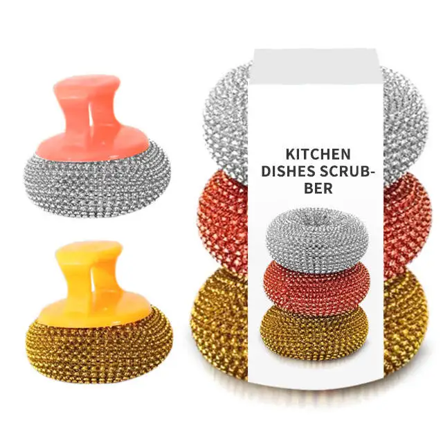 New arrival Heavy Duty Reusable Dish Washing Stainless Steel Wire Scrubber Sponge Scourer