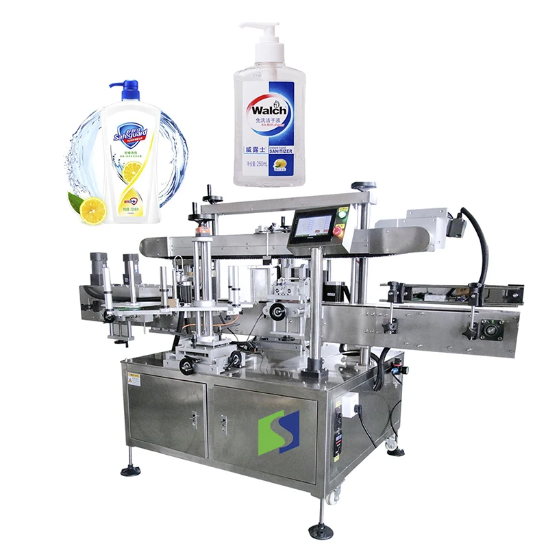 Automatic double side labeling machine/square bottle front and back side labeling machine