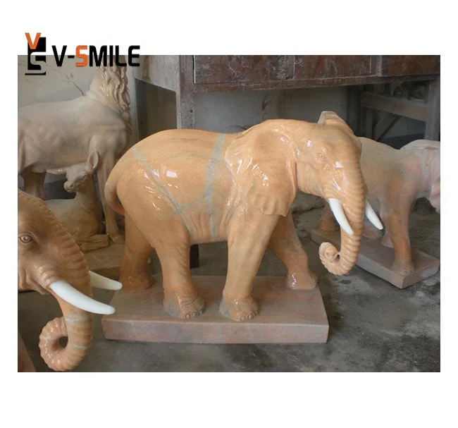 Hot Selling Outdoor Home Decor Life Size White Carving Stone Sculpture Marble elephant Statue