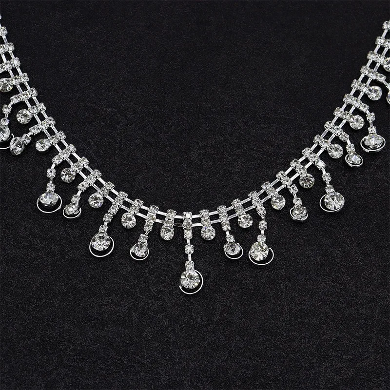 Wholesale Short Tassel Pendant Rhinestones Trim Fringe Crystal metal Chain bag accessories metal chain