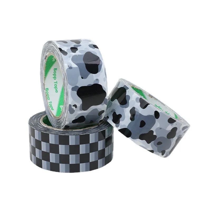 Wholesale White Black Color Checker Cow Pattern Decoration Pack Scotched Tape Bopp Box Packaging Tape By Suppliers