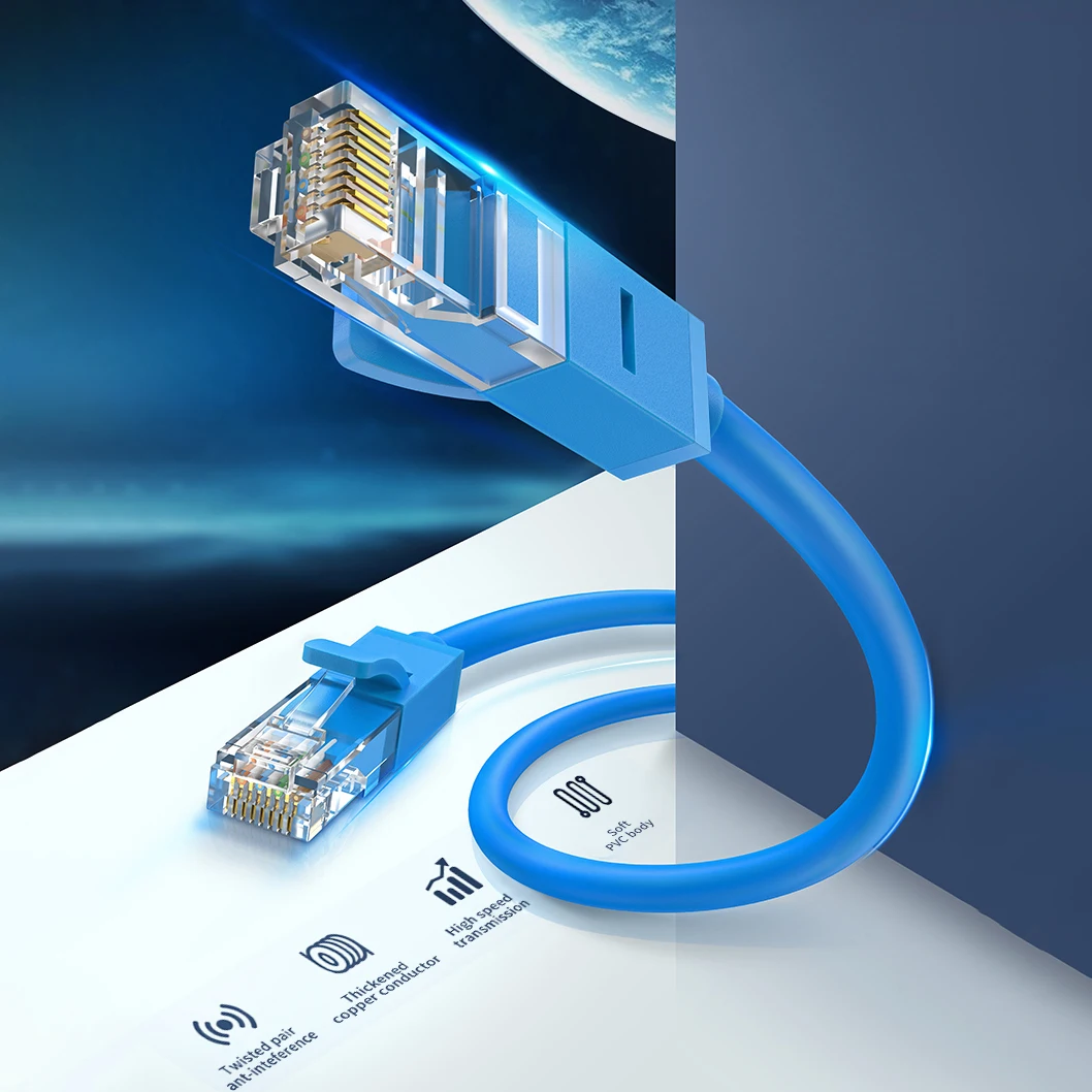 Неэкранированный сетевой кабель CAT6, длина по индивидуальному заказу, 1000 Мбит/с, кабель для быстрой зарядки Ethernet Lan