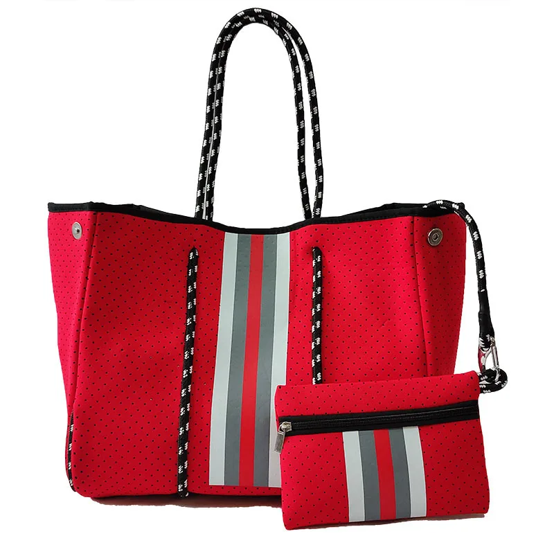 Custom Tote Bag With Logo Neoprene Designer Luxury Sublimation Large Beach Tote Bags For Women Printed Logo Neoprene Tote Bags