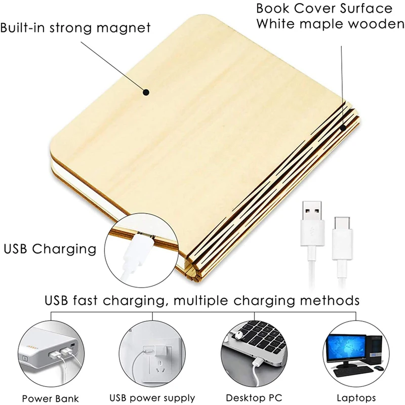 Новинка Складная Лампа перезаряжаемая Ночная Настольная лампа с USB креативный подарок Декор для дома офиса семьи подруги деревянная книжная