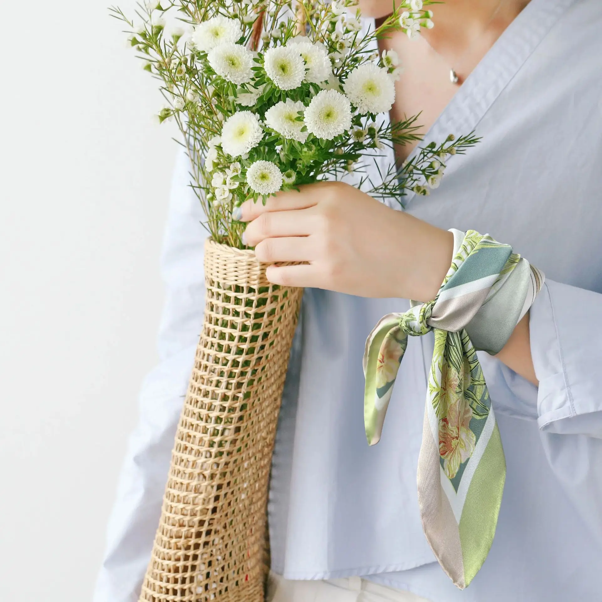 18MM Silk Twill Double Side Custom Print Silk twill Square Scarf for Woman scarf with your own design