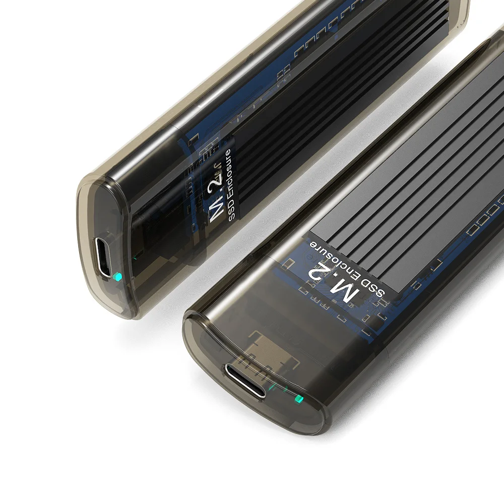 OEM Portable Transparent USB3.1 Type-C NVMe M.2 SSD Enclosure M KEY Transparent Hard Drive Box Type-C SSD case