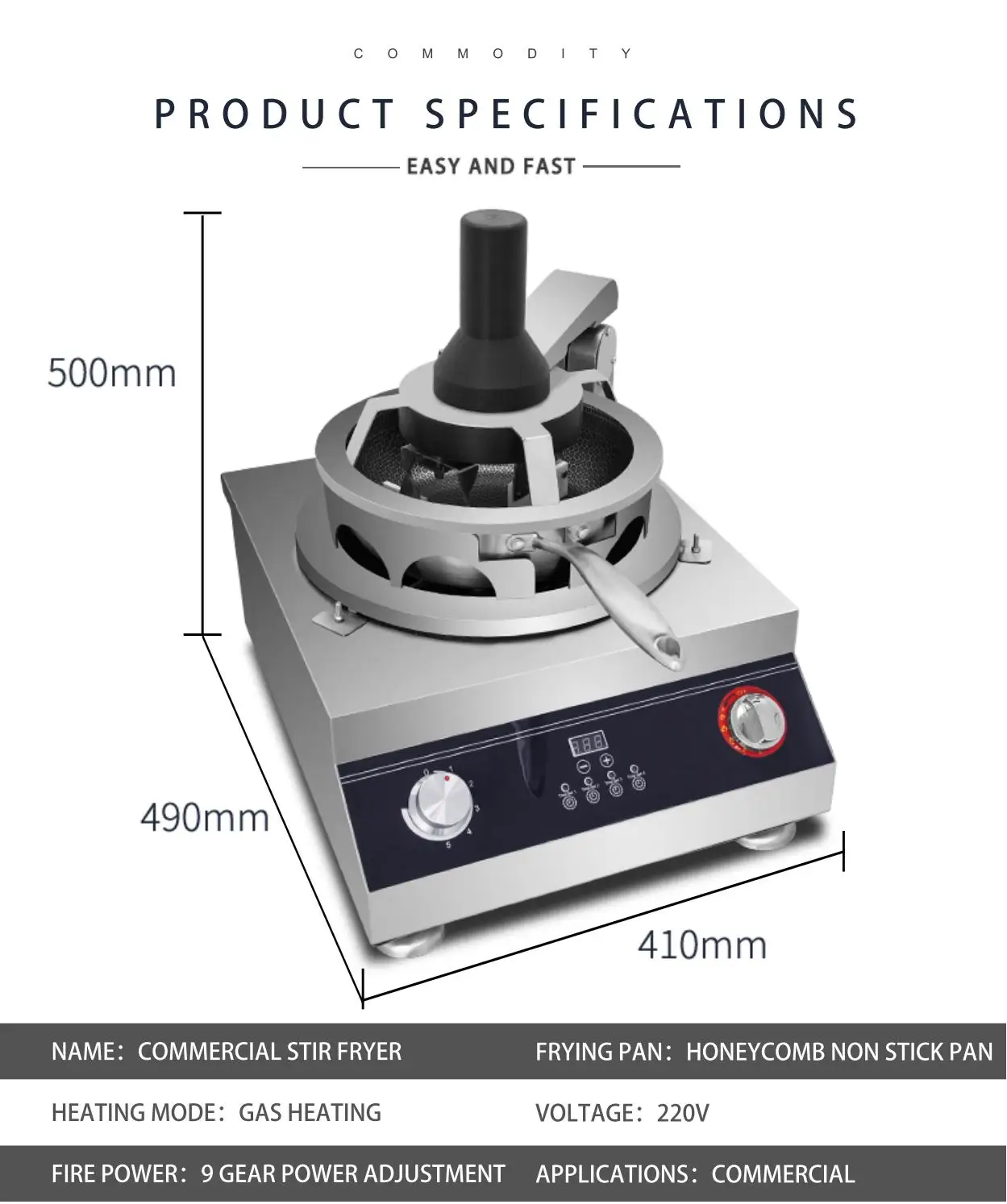 Semikron Tabletop 1.5kg Natural Gas Liquefied Petroleum Gas  LPG Automatic Cooking Machine Cook Robot Fried Rice Noodles