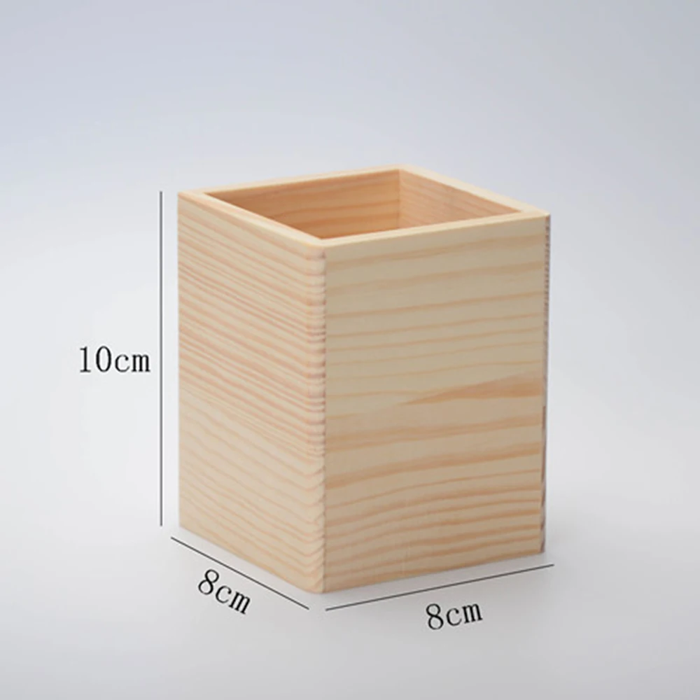 
Custom Logo Wooden Pen Holder Small Bamboo Pencil Holder Stand For Desk Accessories 