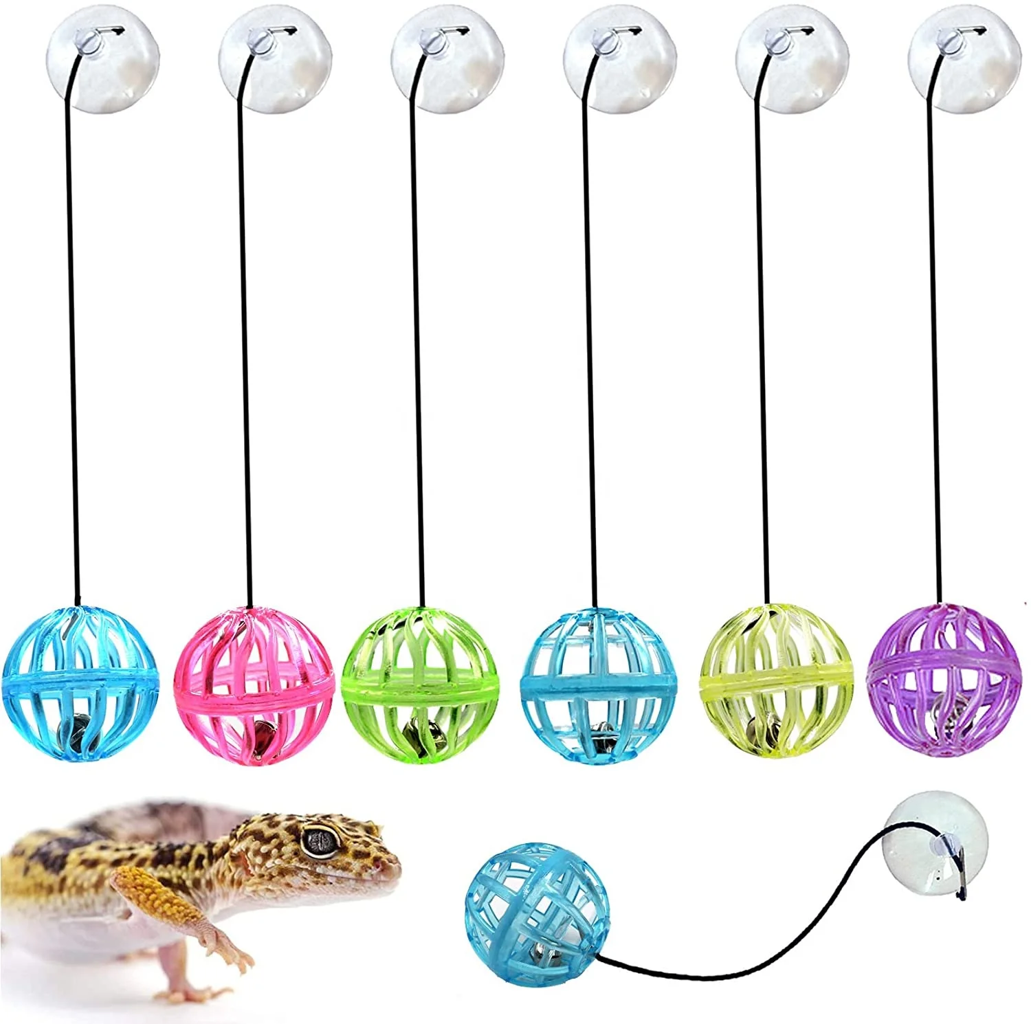 Reptile Lizard Toy Ball Bearded Dragon Lizard Gecko Small Pet Animals pet chew toys With Suction Cup and Rope