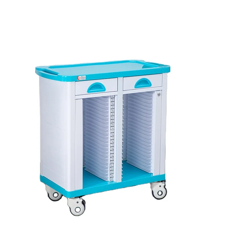 best selling Medical Hospital Stainless Steel Patient File medicine emergency Trolley Plastic ABS Medical  history clip trolley