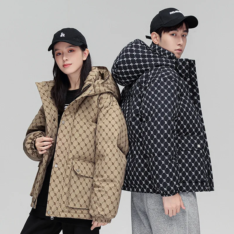 2023 Fashion print puffer jacket clothing   Unisex Down Winter Fleece Warm Thicken Outerwear Wholesale Plus Size Men Jacket
