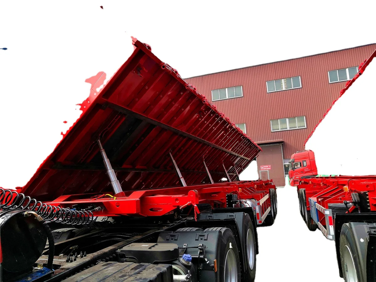 Hot Sale 3 Axles 40FT Single Point Suspension Side Wall Semi Trailer Enclosed Cargo Dump Truck Trailer for Building Materials