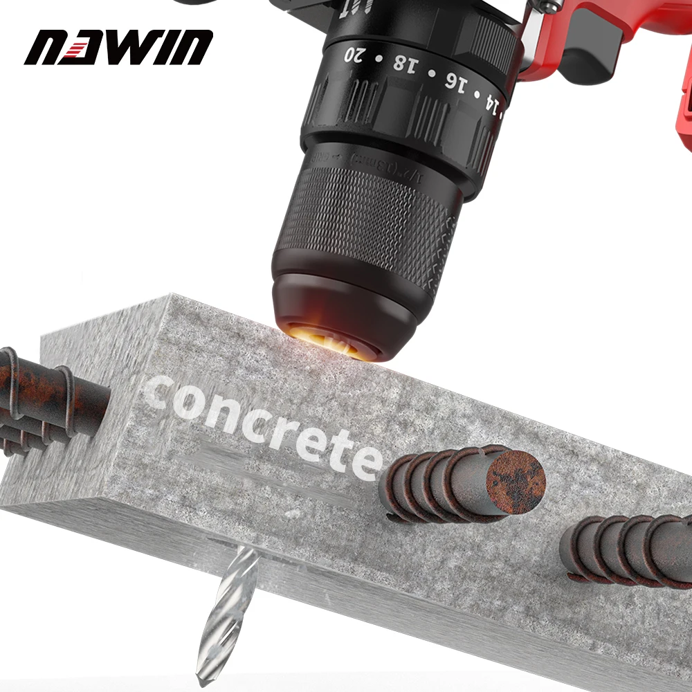 20V Cordless Impact Hand Drill Set with handle bar 13mm Chuck Capacity Brushless Motor Impact Screw Drills