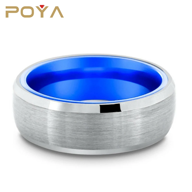 POYA Jewelry Hybrid Aluminum and Tungsten Wedding Ring Atlantic Blue