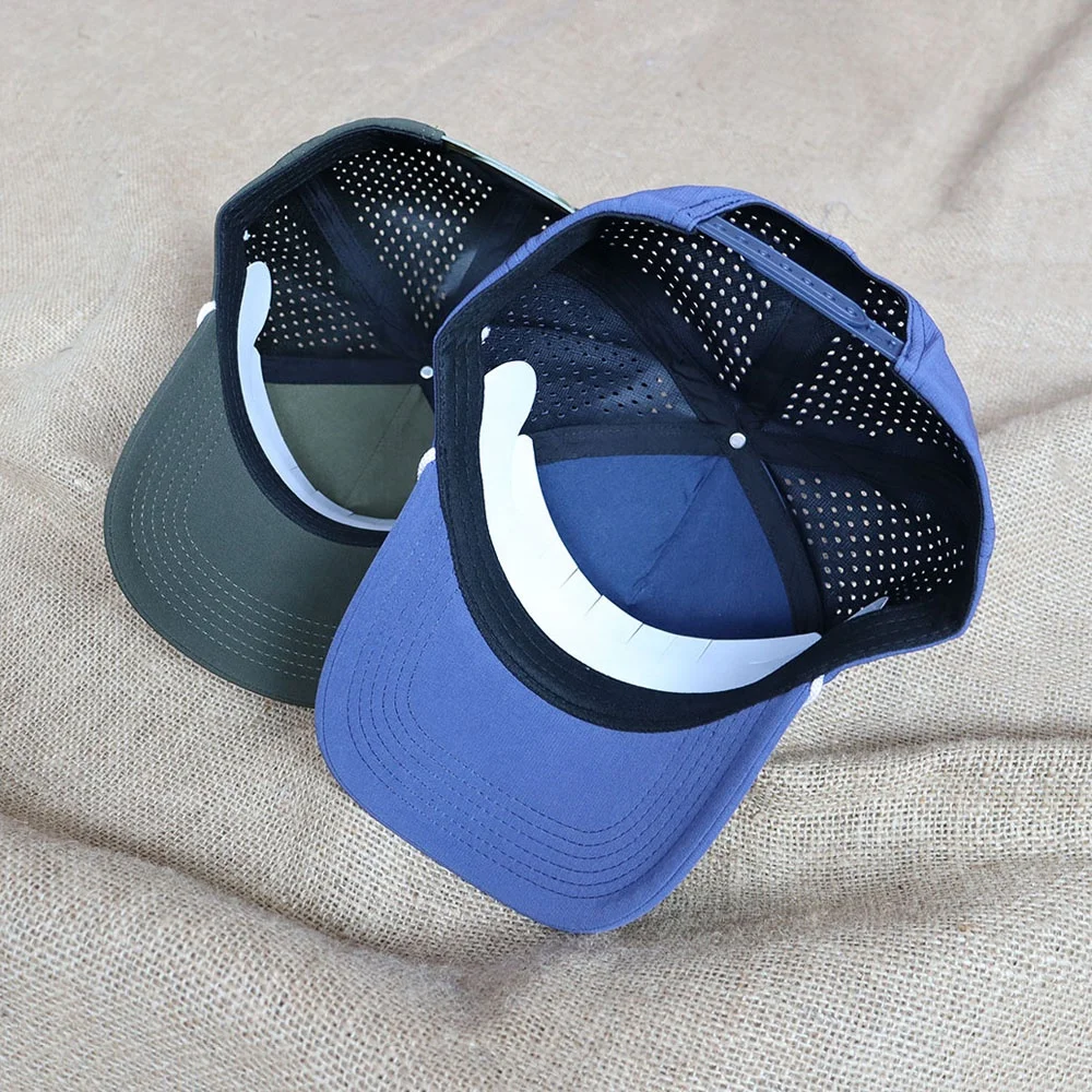 New fashion custom patch logo 5 panel waterproof polyester Sports Golf cap Laser cut perforated rope baseball cap