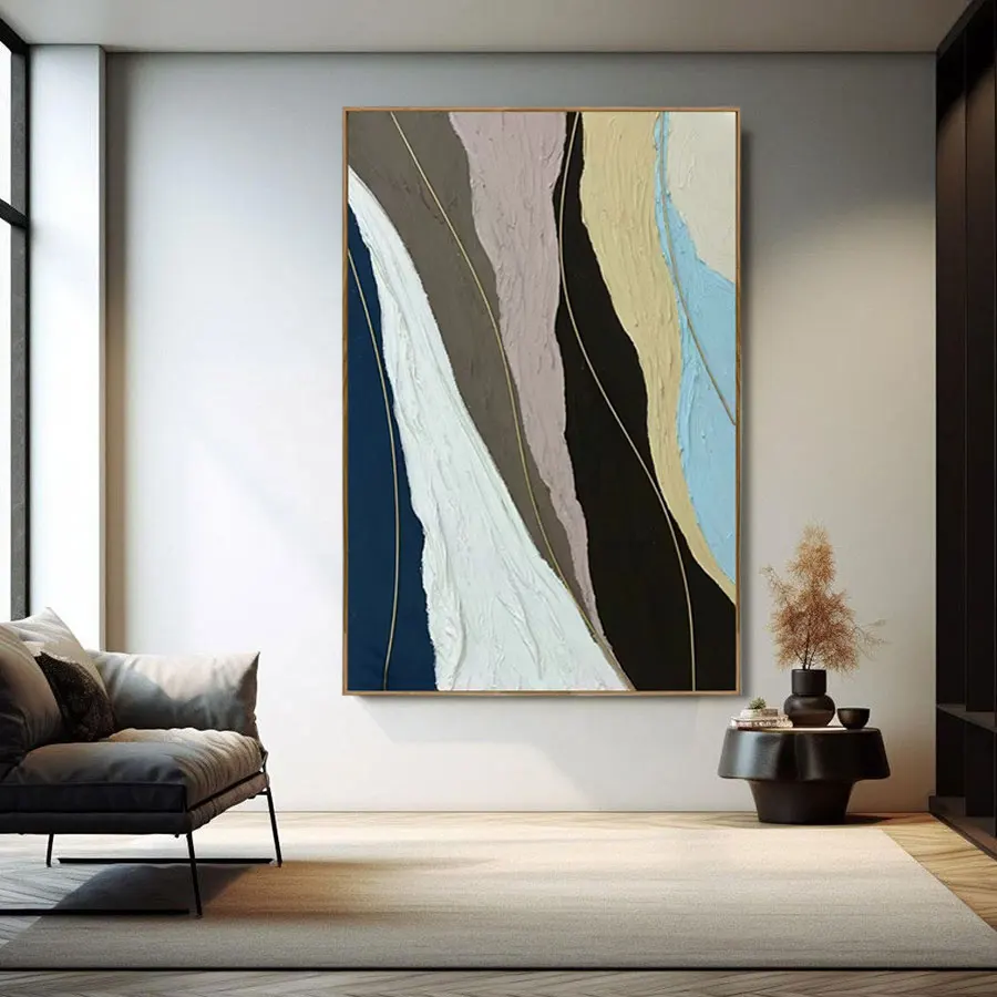Original Art Luxury Style Abstract Art Canvas Modern Black and White Wall Picture Home Decoration Handmade Painting