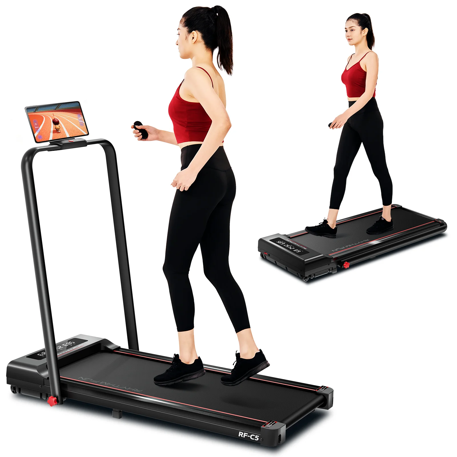 YPOO smart walkingpad mini home use walking pad under desk treadmill with YPOOFIT APP walking pad factory