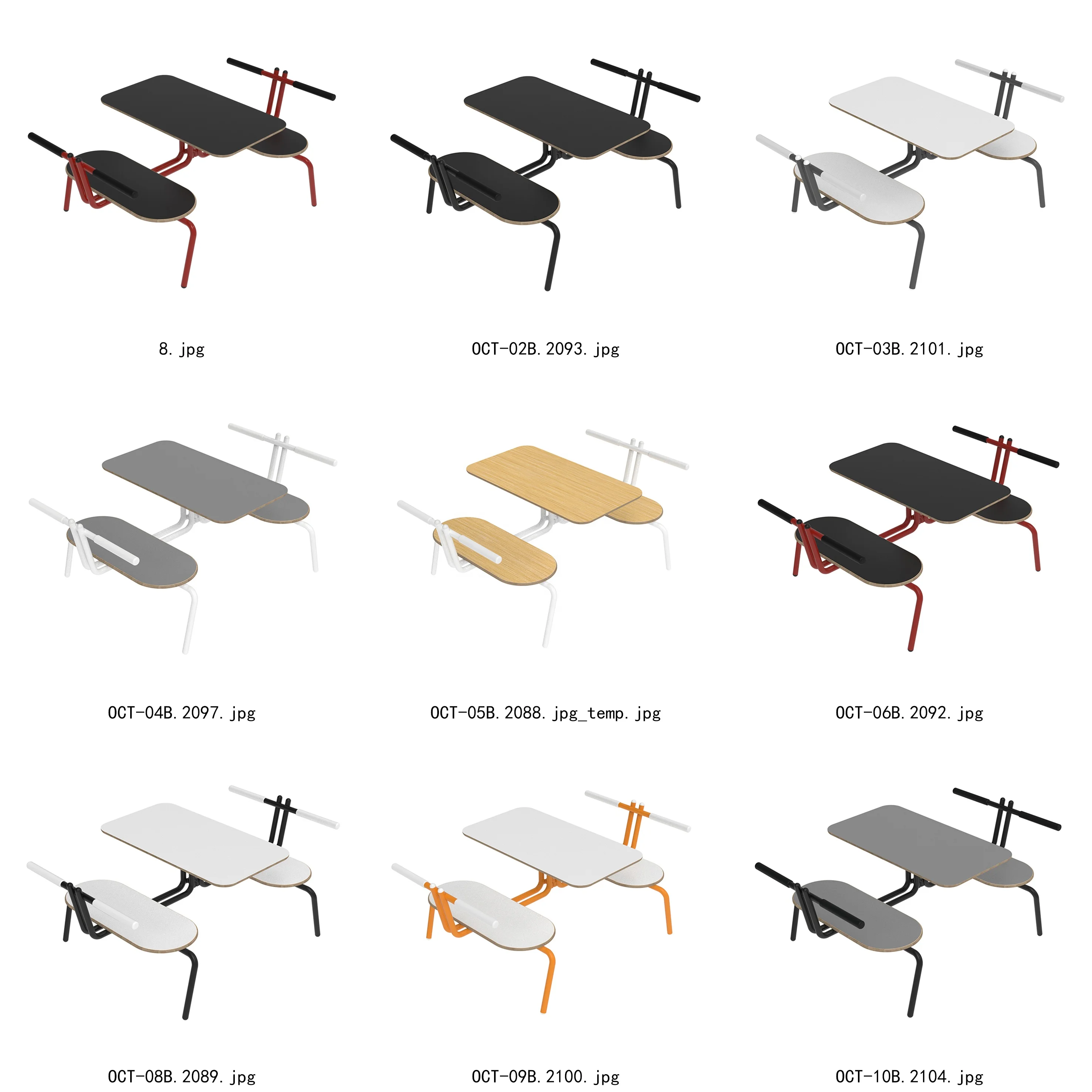 School freight sea freight custom top size color legs coffee set multi-person desk disassembly Siamese dining table and chairs