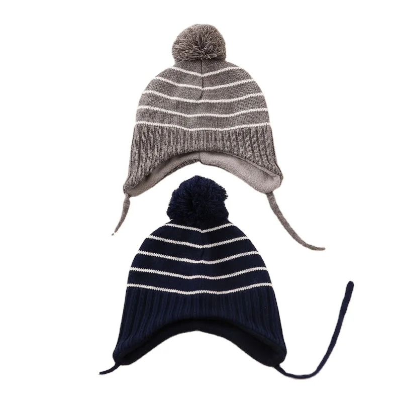 
Childrens clothing toddlers babies autumn and winter new fine knitted mittens and ear caps set 