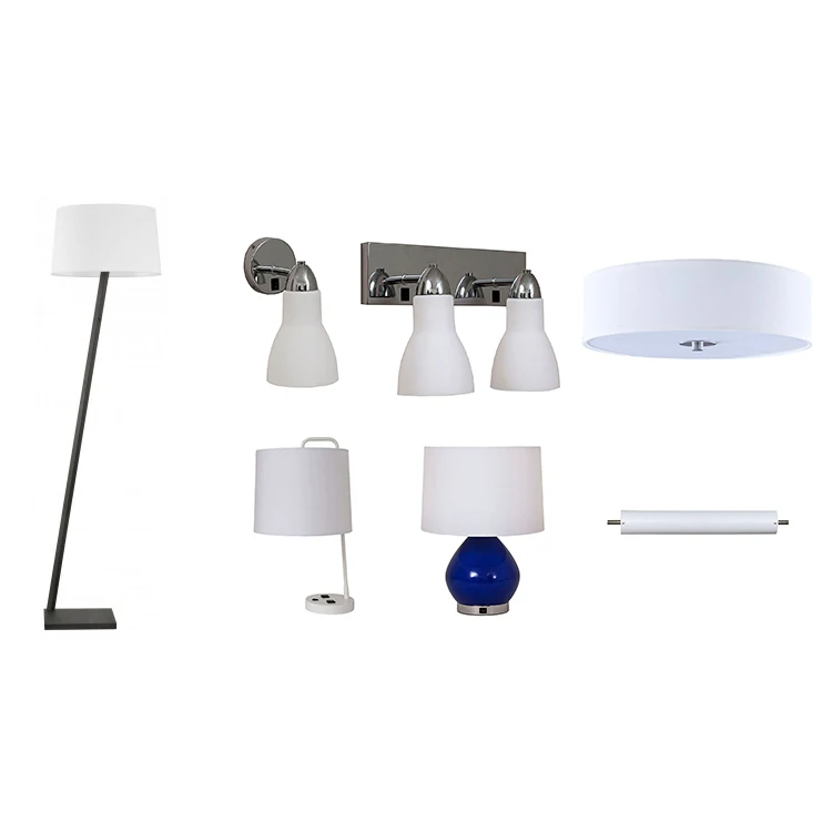 Hampton Carefree Scheme White Linen Table Lamp With Conveience Outlet