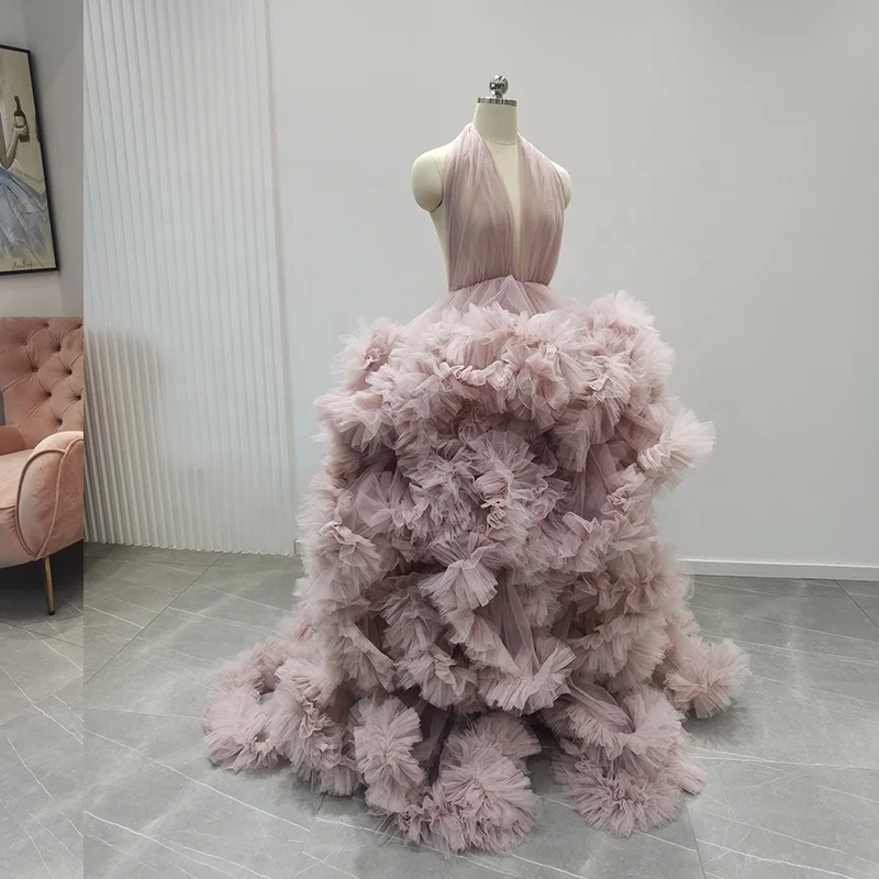 New Design photography tulle robe Breathable Anti-wrinkle Anti-static Ruffles Modern bride mother-to-be Morning Robe