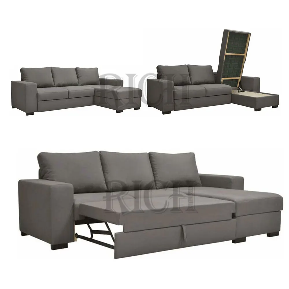 L Shaped Corner Fabric modern divan 3 seater sofa bed furniture living room Sofa cum Bed corner sofa bed modern with storage