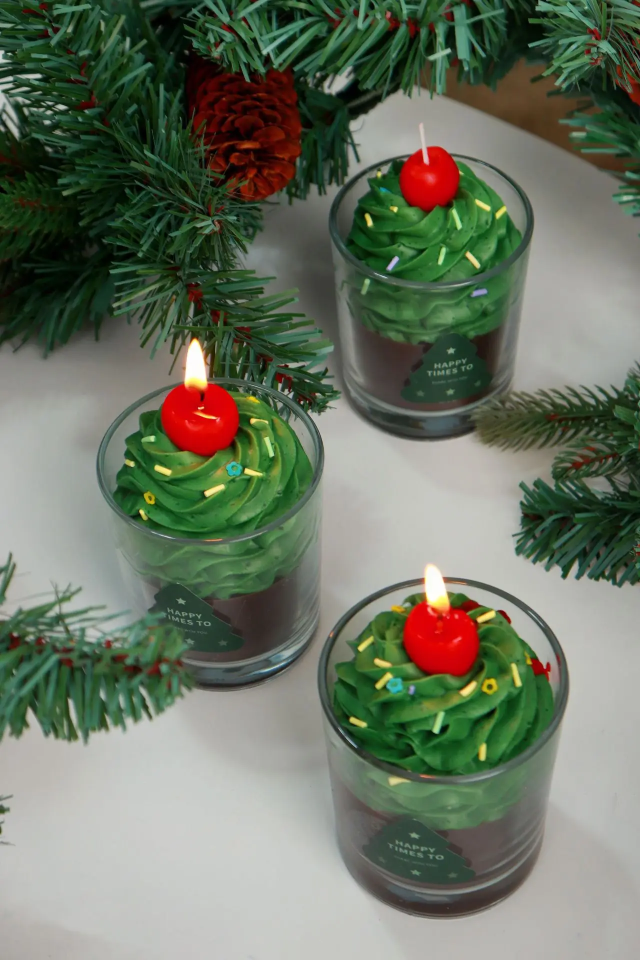 Popular Christmas Scented Candle Luxury Chocolate Clear Glass Cup Scented Candle Color Box Packing