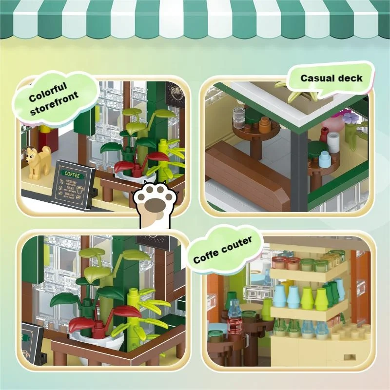 Model 628 Mini Micro Building Blocks Coffee House With 1025+pieces Bricks 14+