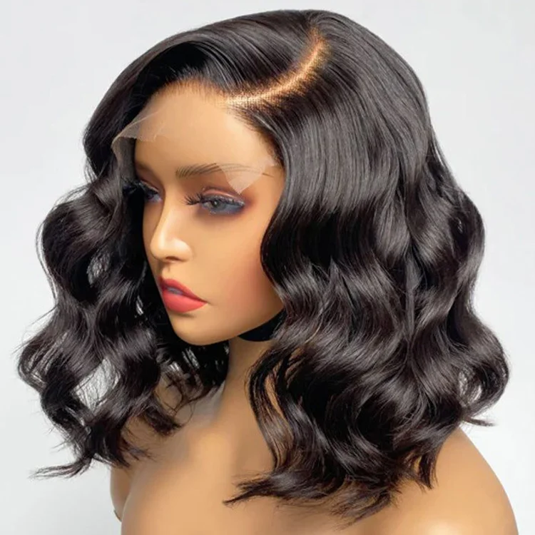 Short 100% Brazilian Hair Curly Bobs Wigs Peruvian Double Drawn Human Hair Wigs Bob