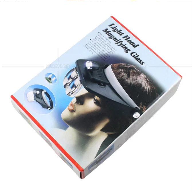 Embroidery headset with two LED lights, 4 groups of lenses of different magnifications, reading high-definition magnifier