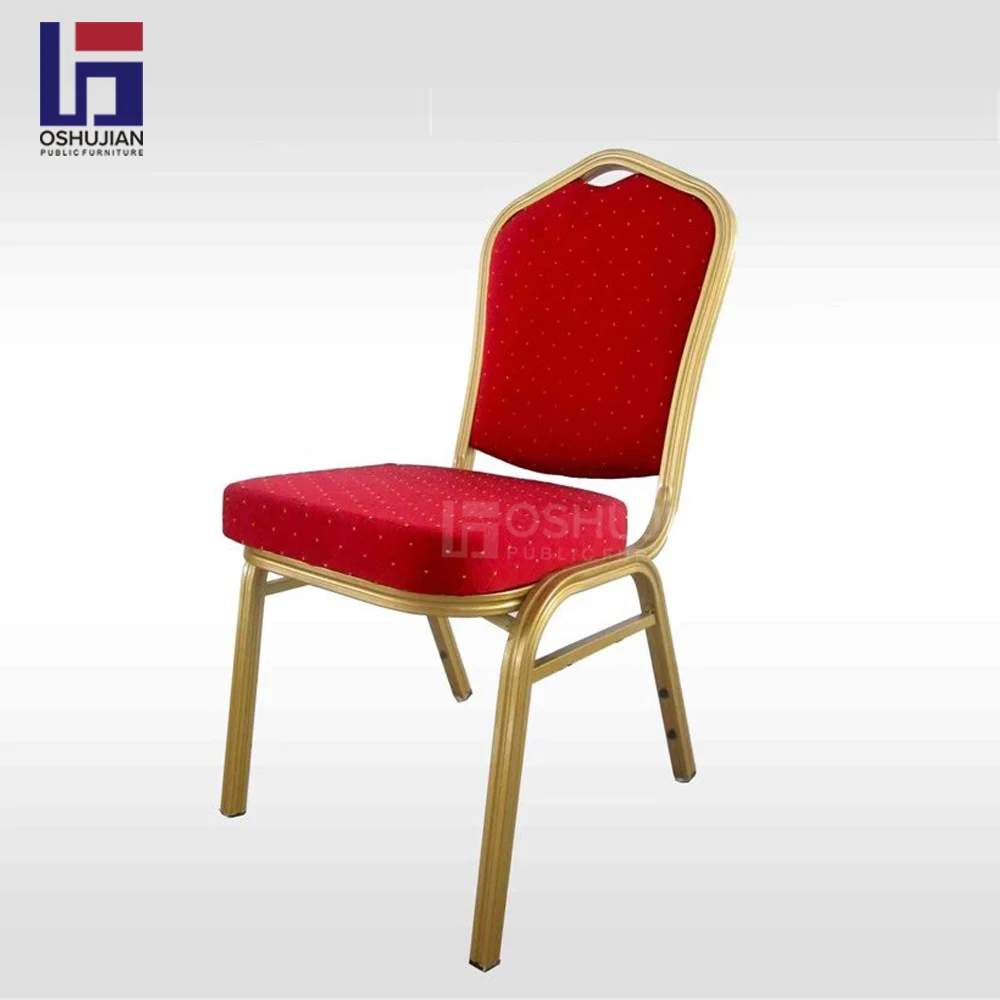 Manufacturer direct banquet hotel furniture price steel Metal aluminum hotel red fabric gold wedding hall  Party banquet chairs