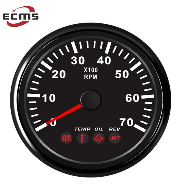  Морской Тахометр ECMS белый/черный 0-7000 об/мин с 4 светодиодными