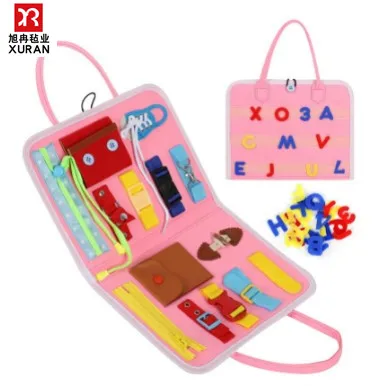 Montessori Early Educational Travel Basic Skills Activity Toy Felt board Felt Quiet Busy Board