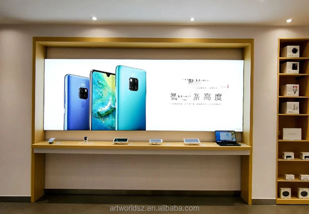 Artworld 3C Digital Mobile Phone Accessories Store Display Stand Electronics Shop Display Table Wall Wood Showcase Designs