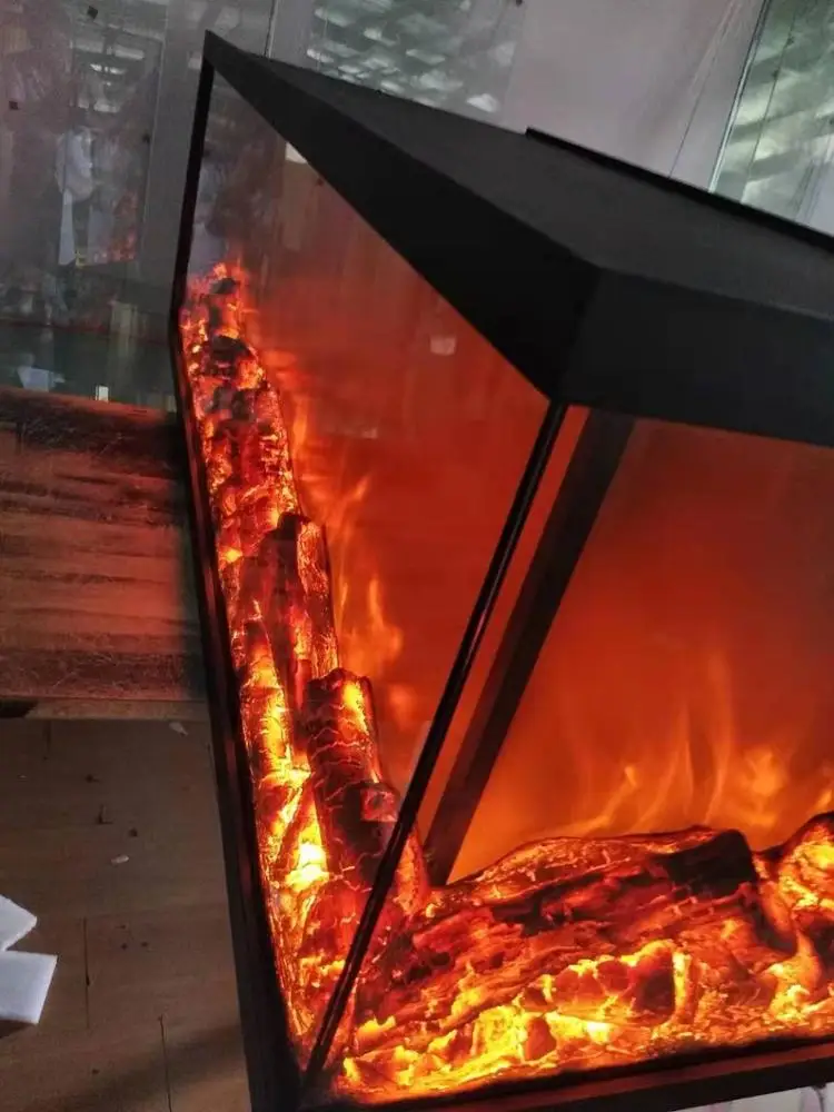 China manufacturer  sales 1500 m length three sided flame inserted electric fireplace with remote controlling function