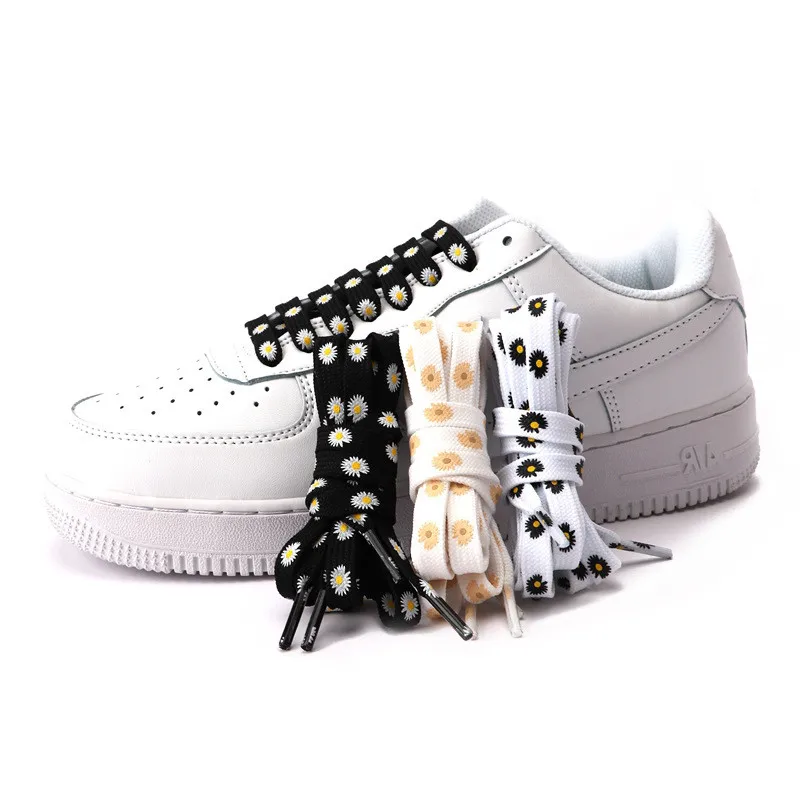 Yrunfeety Daisy Pattern Shoe Laces Print Shoelaces 8MM Custom Shoe Laces Printed for Off White Shoelaces Sneakers