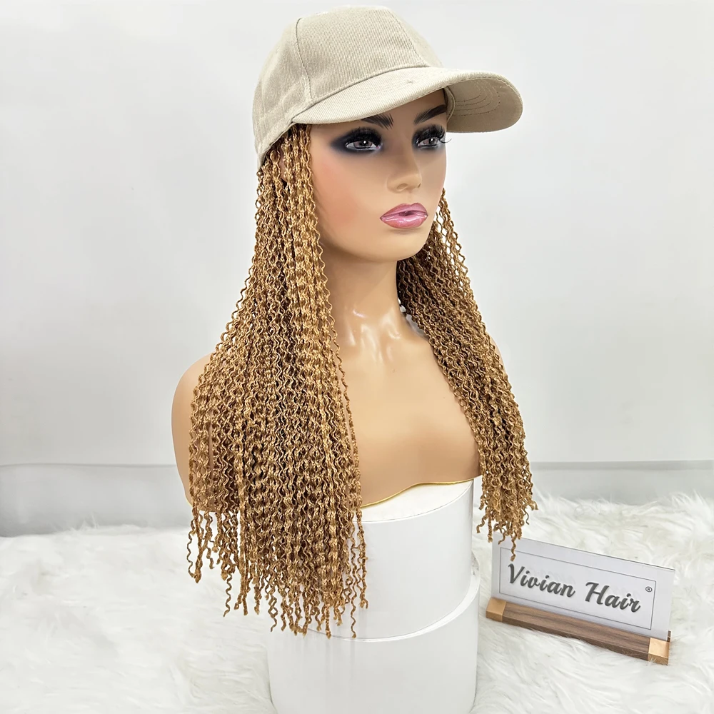 High quality long zizi braid crochet hair cap wigs 18inch micro knot box braid hat wigs black white beige caps synthetic hair