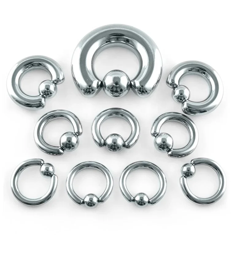 Basic 316L Surgical Steel Heavy 00 Gauge Captive Bead Rings CBR BCR Ear Plugs Ear Cartilage Piercing