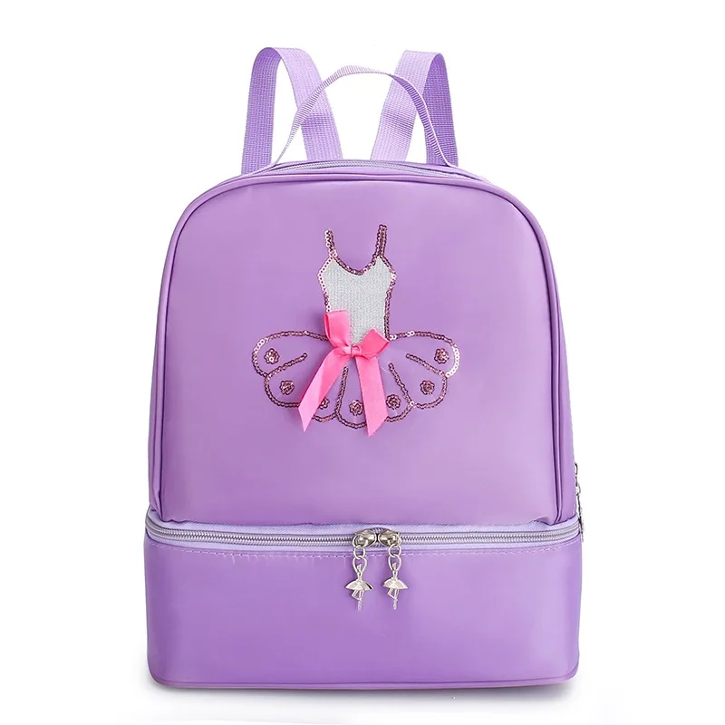Cute custom logo latin pink frilly ballet bags tutu dancing backpack ballerina bag for kids girls