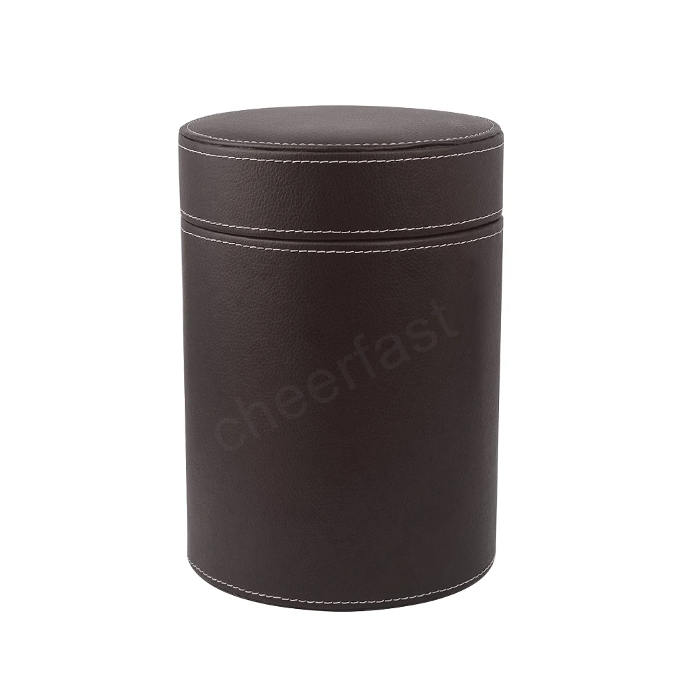 Customized Brand Pu Leather Round Packaging Container Travel Packaging Case Small Pu Leather Gift Box Red Wine Bottle Box