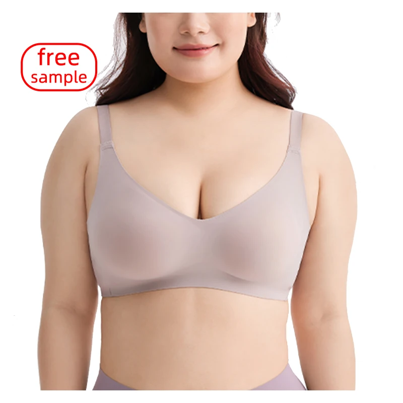 High Elasticity Ladies Wireless Seamless Bra Custom Logo Push up 42E Support V-Neck Smoothing Minimizer Women Sports