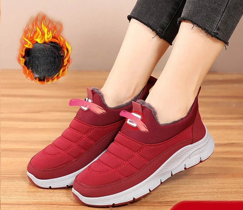 Женские зимние хлопковые ботинки на плоской подошве, с круглым дизайном, на толстой мягкой подошве, для пожилых людей, теплые хлопковые ботинки для женщин